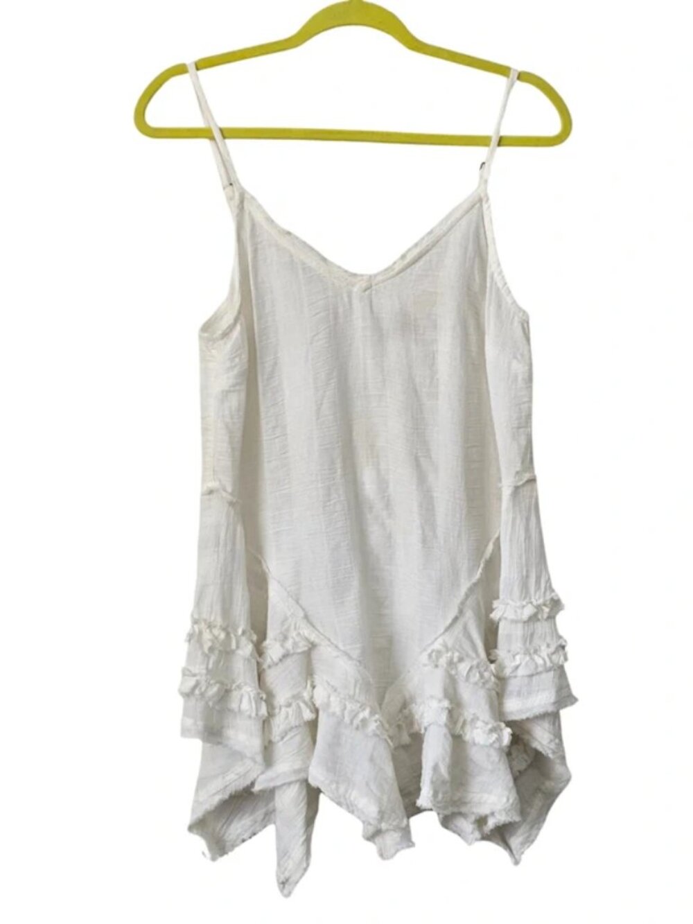 Free-est by Free People Cream Boho Ruffle Top Size Small